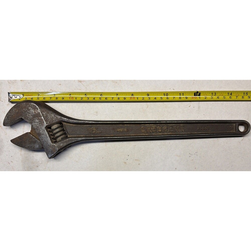 Vintage 15" Thick Jaw Crescent Tool Co. Adjustable Wrench Jamestown NY USA